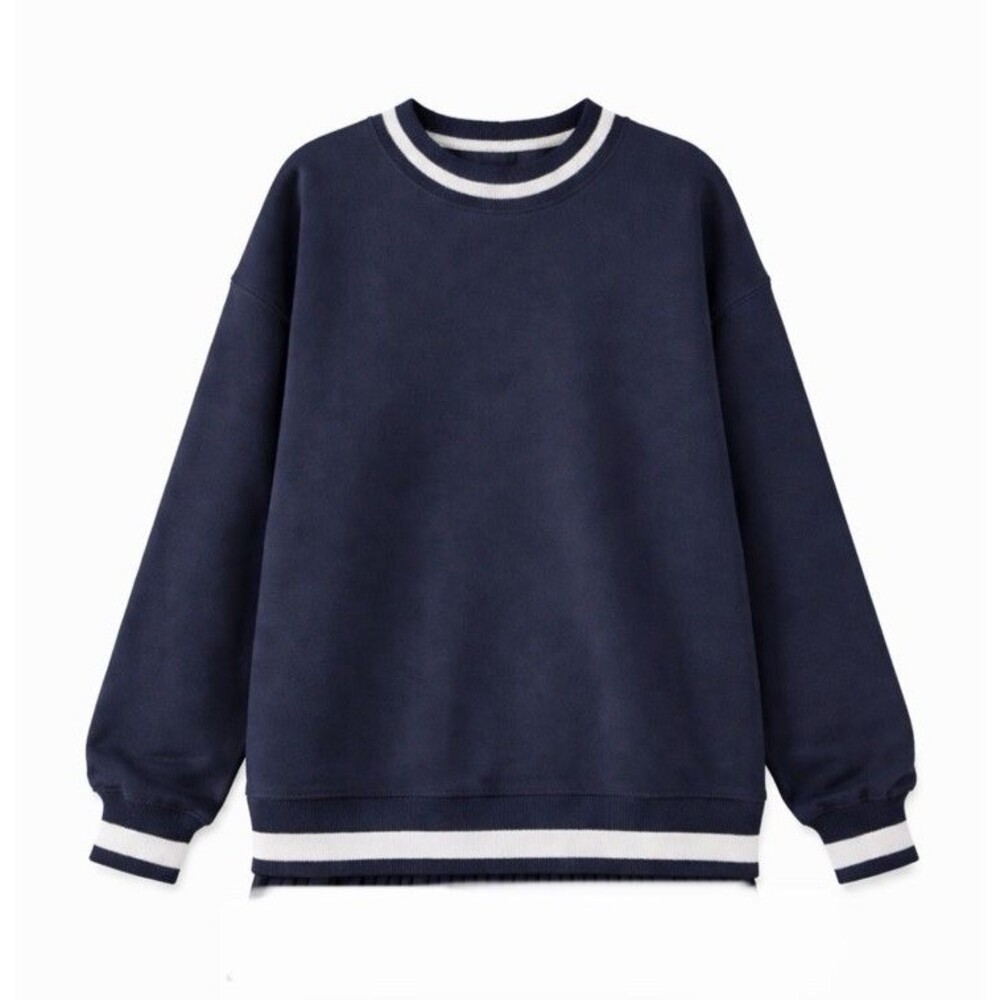 Lululemon Oversized Ringer Crew Sweatshirt Navy Ivory Cotton French Terry